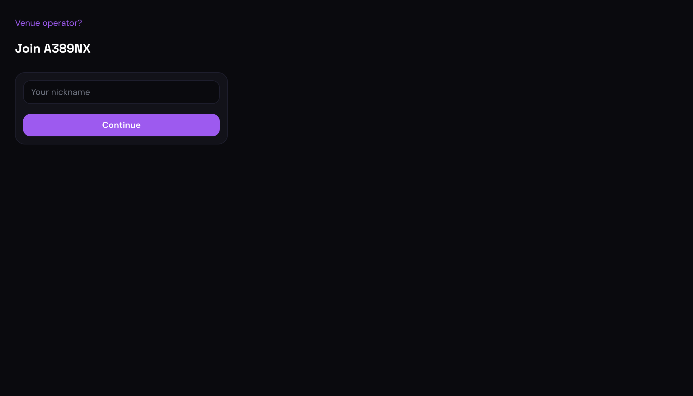 Guest join screen asking for a nickname to enter room